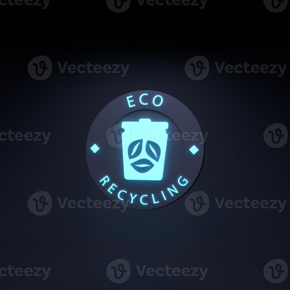 Eco recycling neon icon. Ecology concept. 3d render illustration. photo