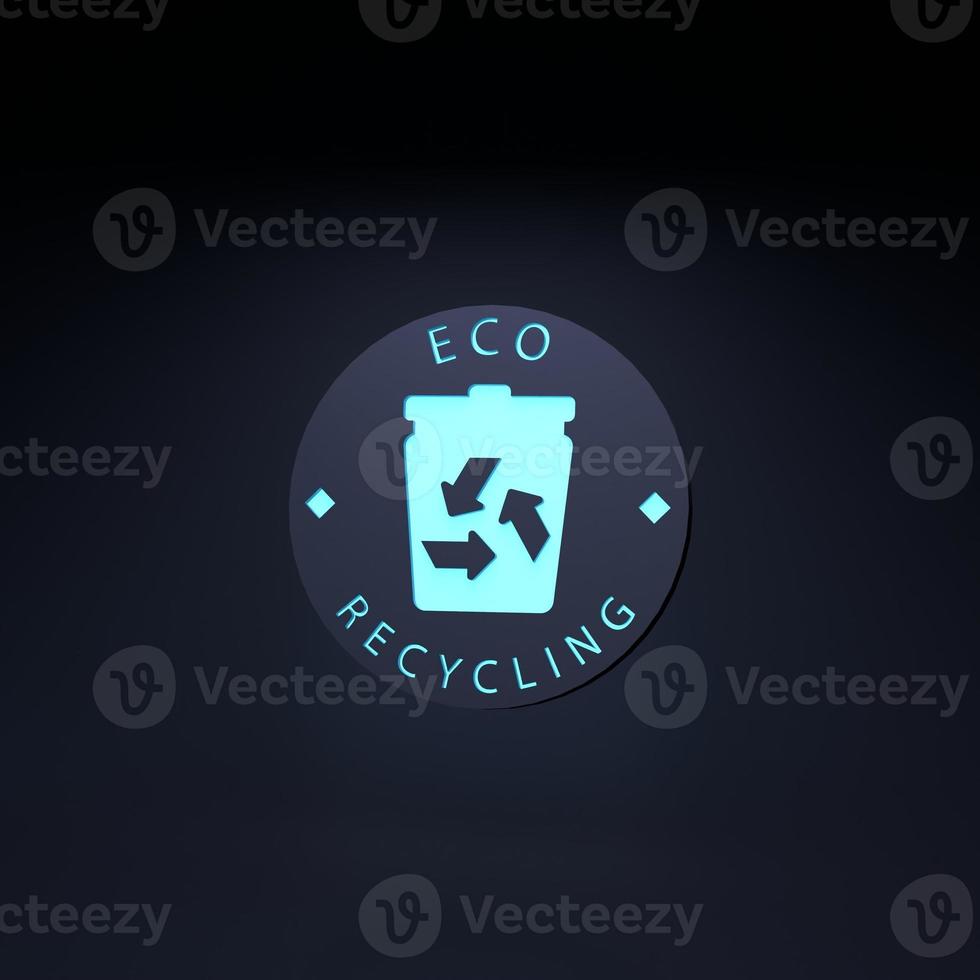 Eco recycling neon icon. Ecology concept. 3d render illustration. photo