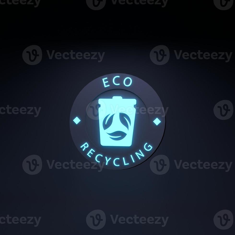 Eco recycling neon icon. Ecology concept. 3d render illustration. photo