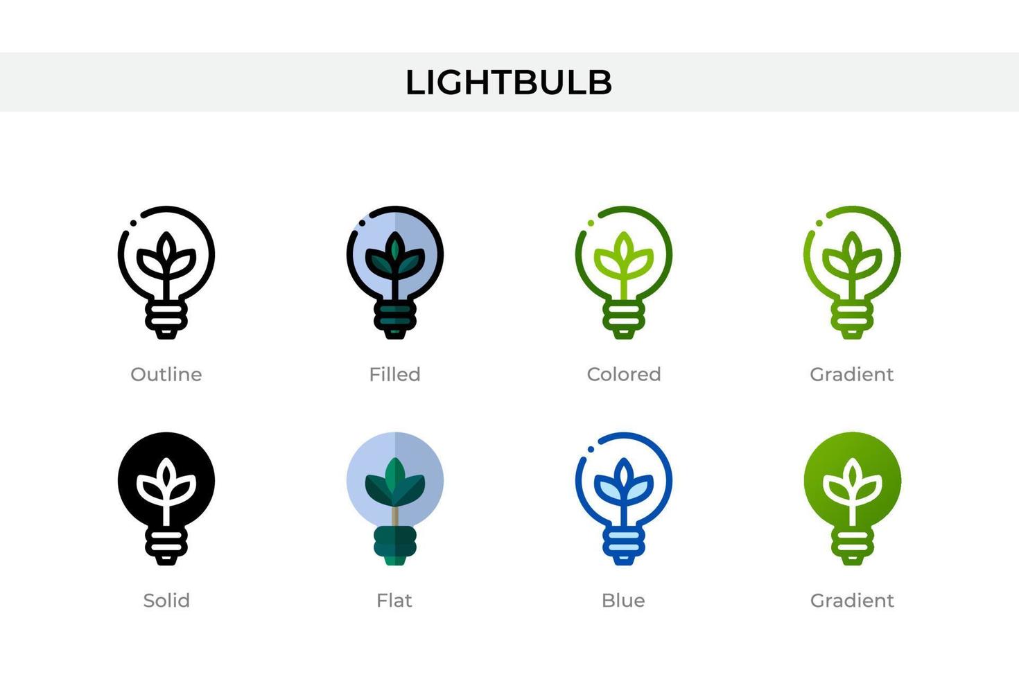 Lightbulb icon in different style. Lightbulb vector icons designed in outline, solid, colored, filled, gradient, and flat style. Symbol, logo illustration. Vector illustration