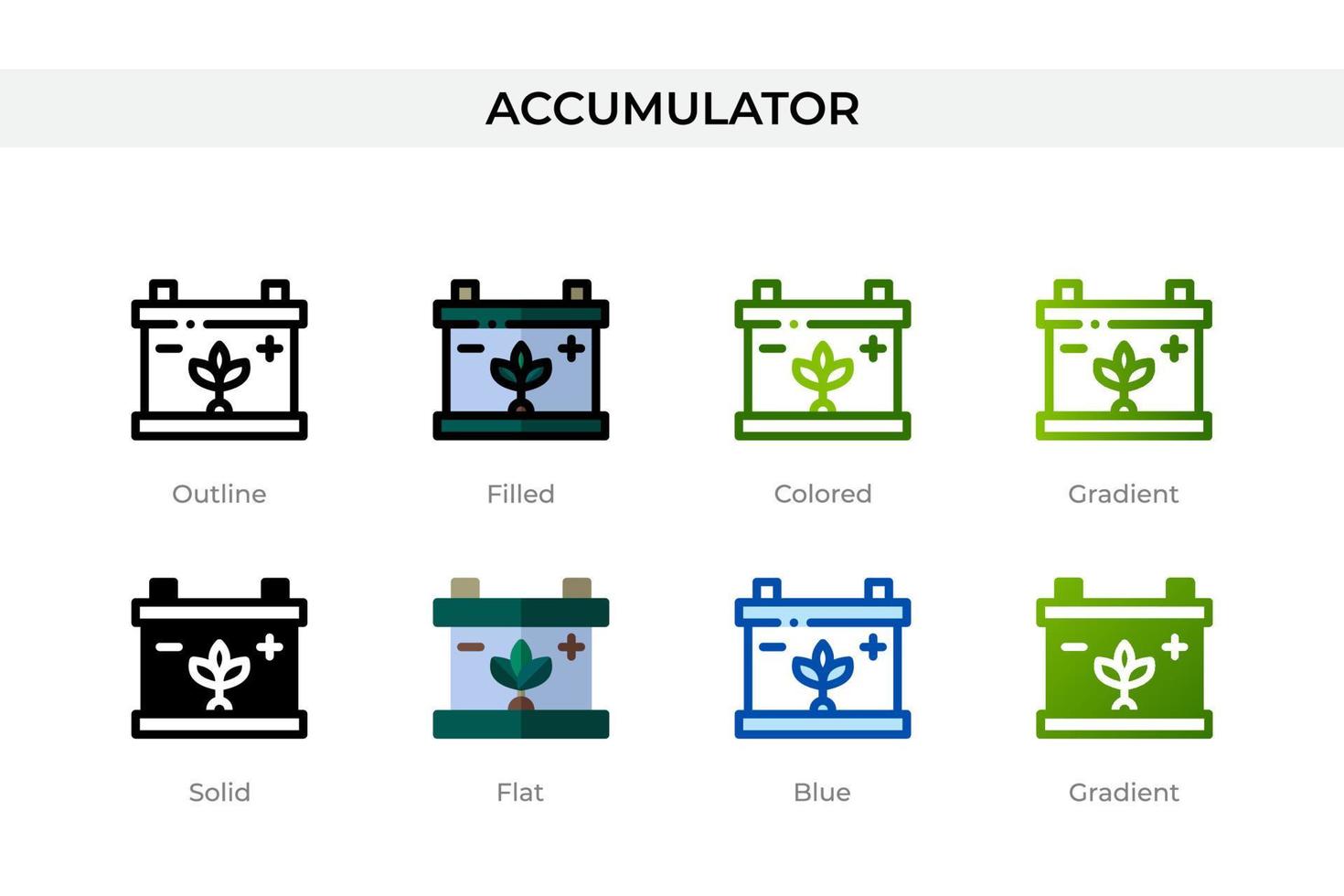 Accumulator icon in different style. Accumulator vector icons designed in outline, solid, colored, filled, gradient, and flat style. Symbol, logo illustration. Vector illustration