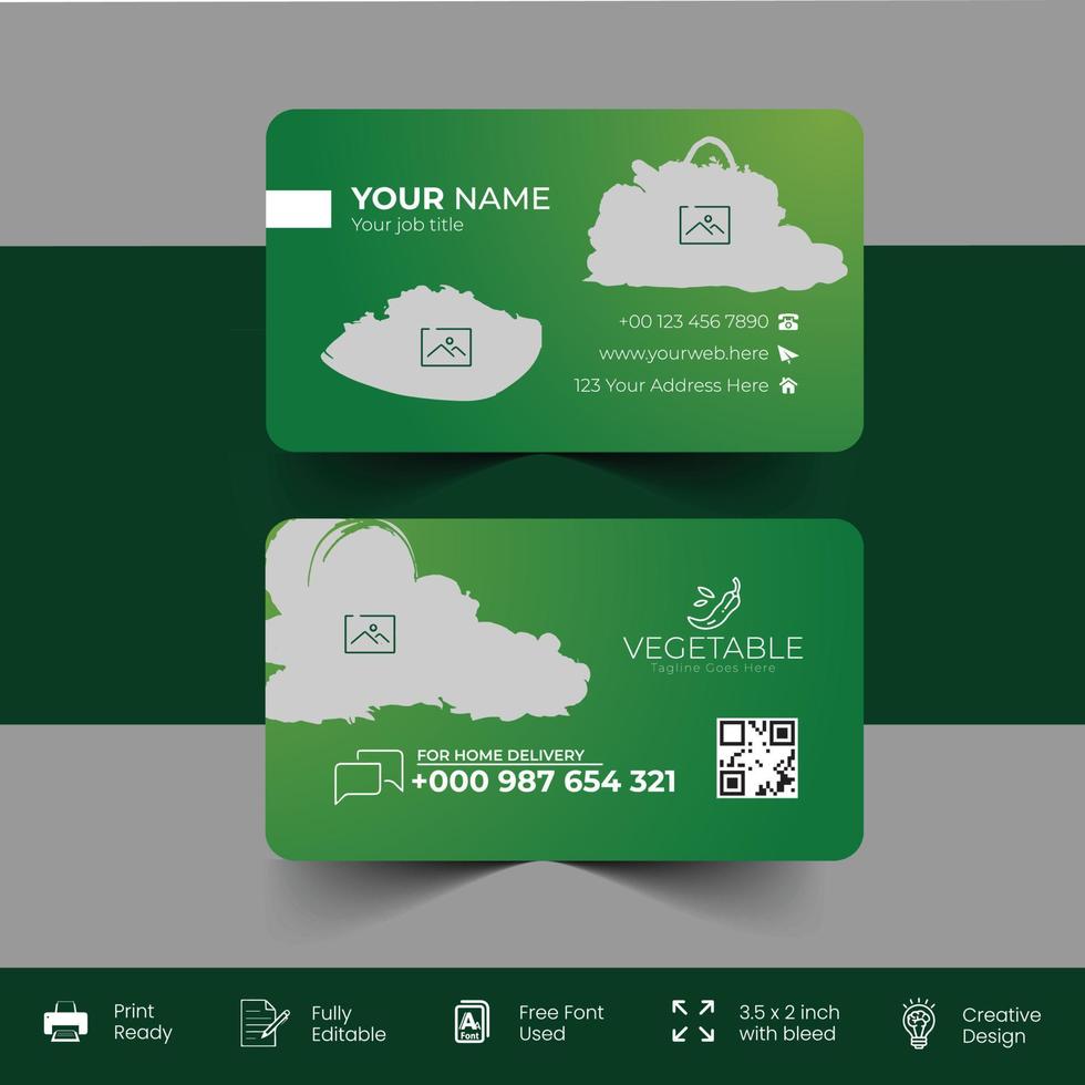 Modern and corporate restaurant food business card vector template design