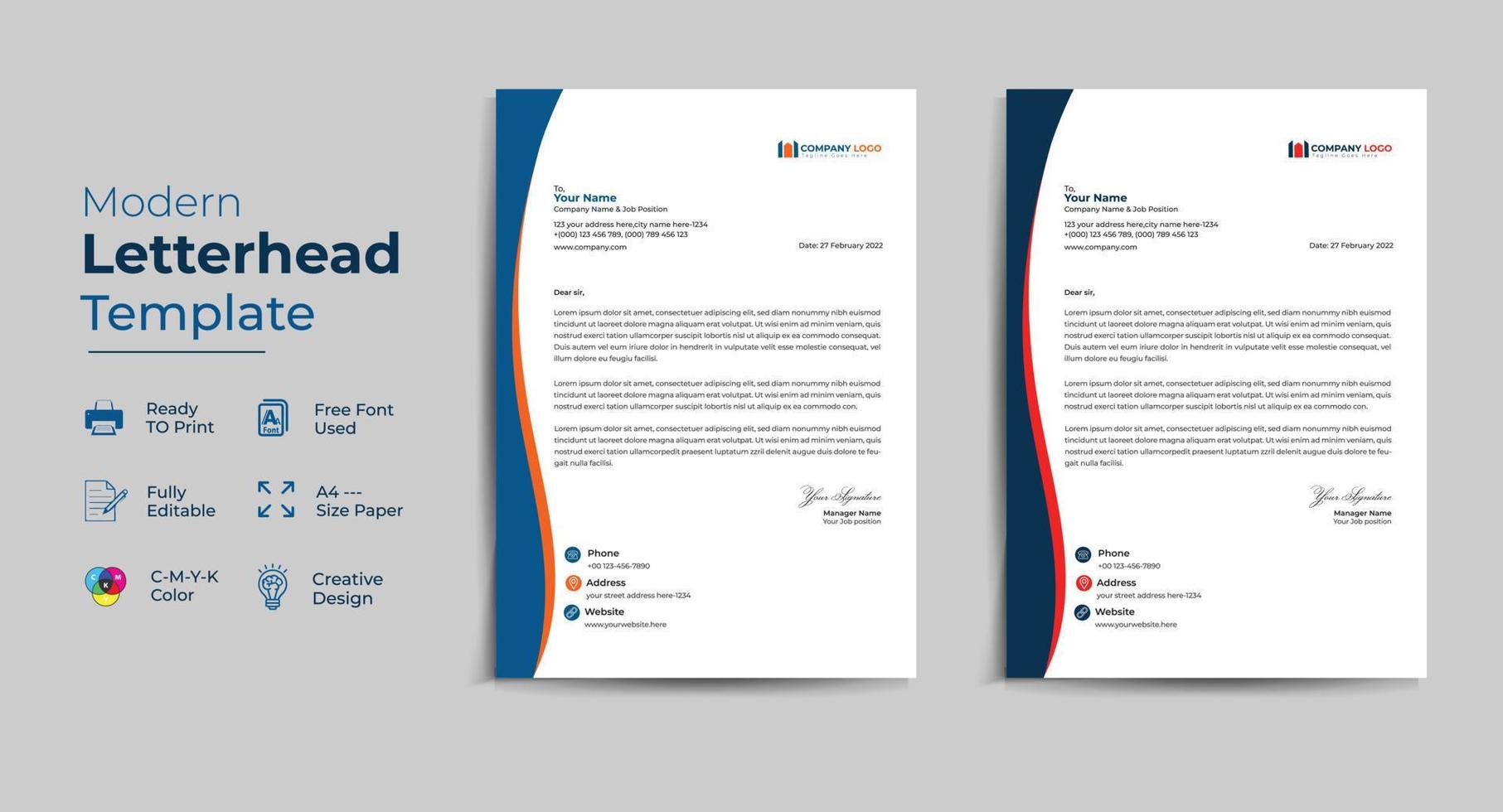 Corporate business letterhead vector template design