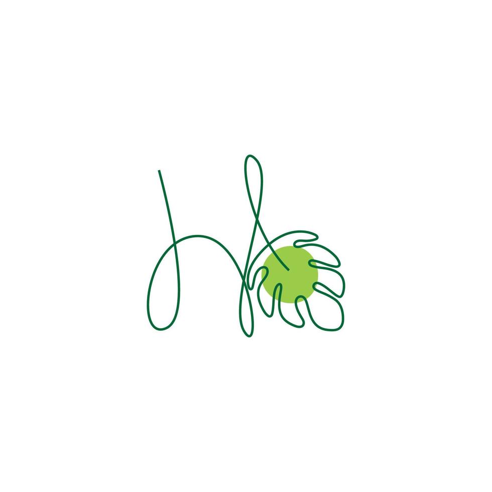 ilustración de diseño de icono de letra formando planta monstera vector