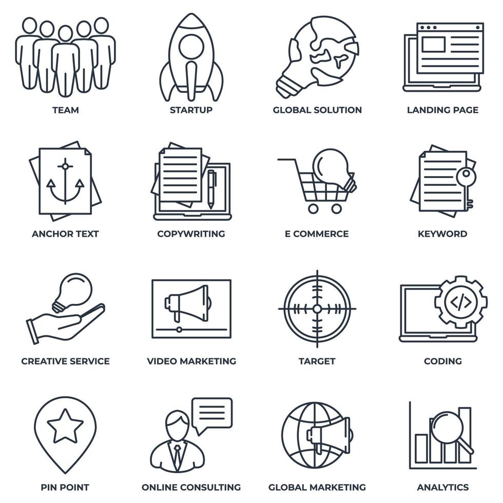 Set of Search Engine Optimization icon logo vector illustration. SEO Optimization pack symbol template for graphic and web design collection.