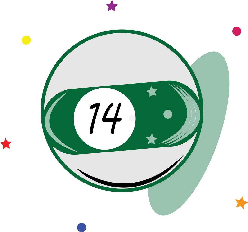 Vector of billiard ball series, vector of the number fourteen billiard ball. Great for icons, symbols and signs for pool players