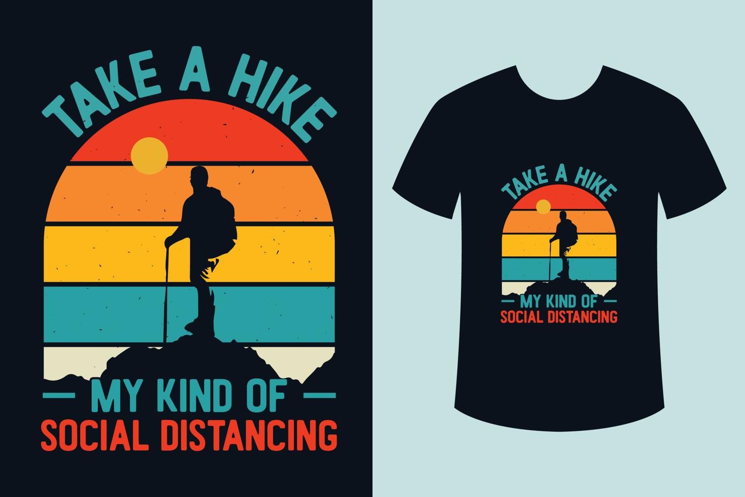 Take a hike retro vintage t-shirt design with hiking vector