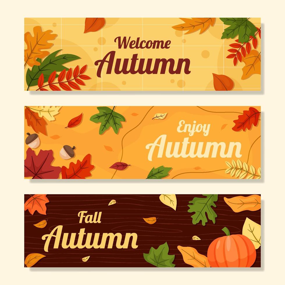 conjunto de banner floral de otoño vector