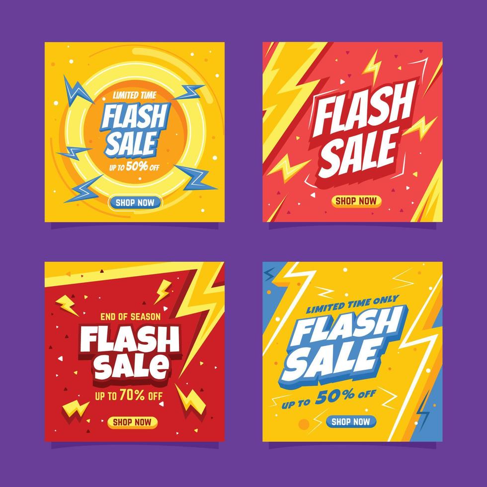 Flash Sale Social Media Card Template Collection vector