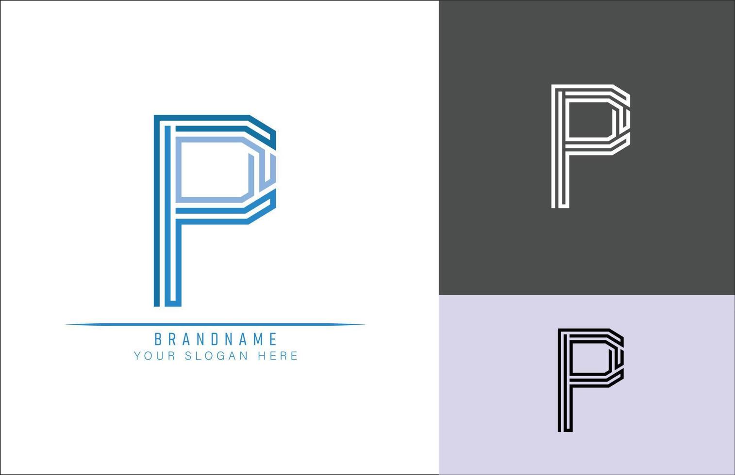 Monogram alphabet letter P  logo, suitable for logos, titles and headers vector