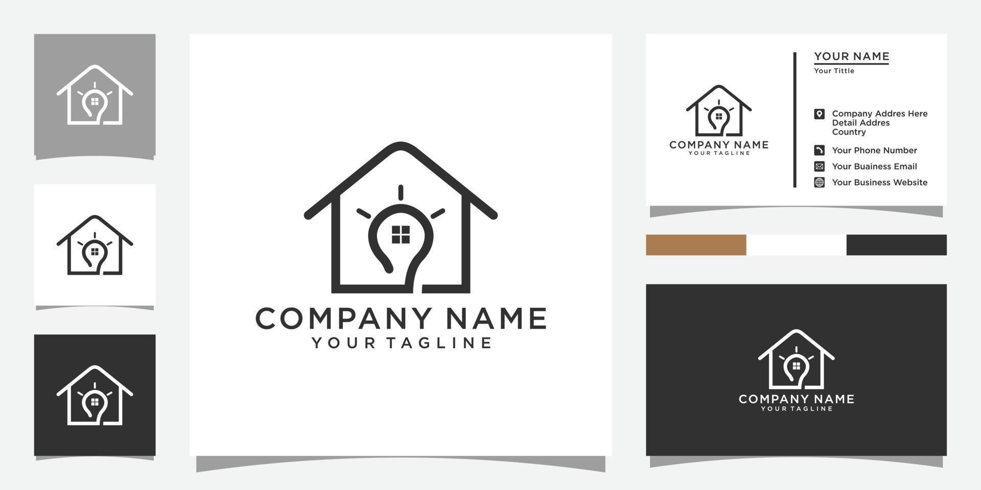 Bulb logo icon design with home vector concept.