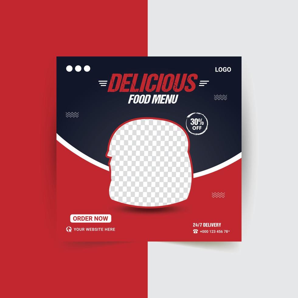 Burger fast food social media post template. Editable food social media banner. vector