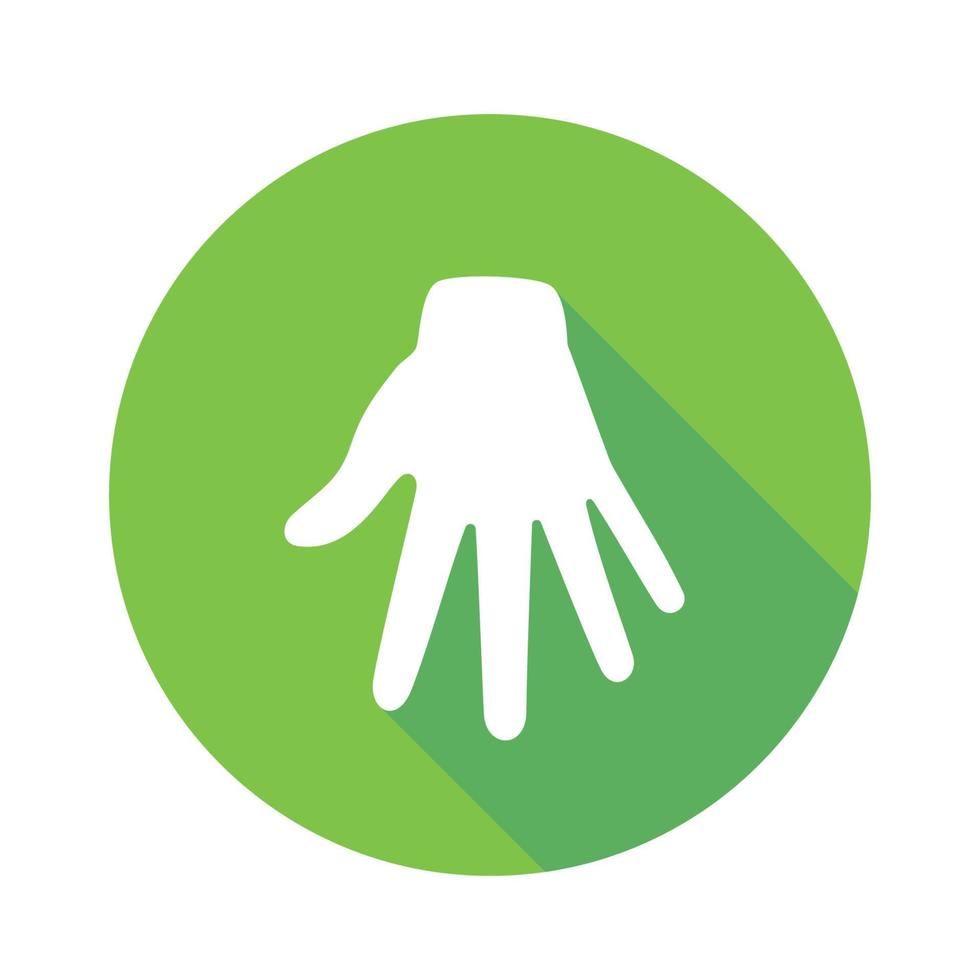 Vector flat icon. Sign with hand. Communication symbol. White hand with gesture on green round background isolated on white. Web button. Mood sticker