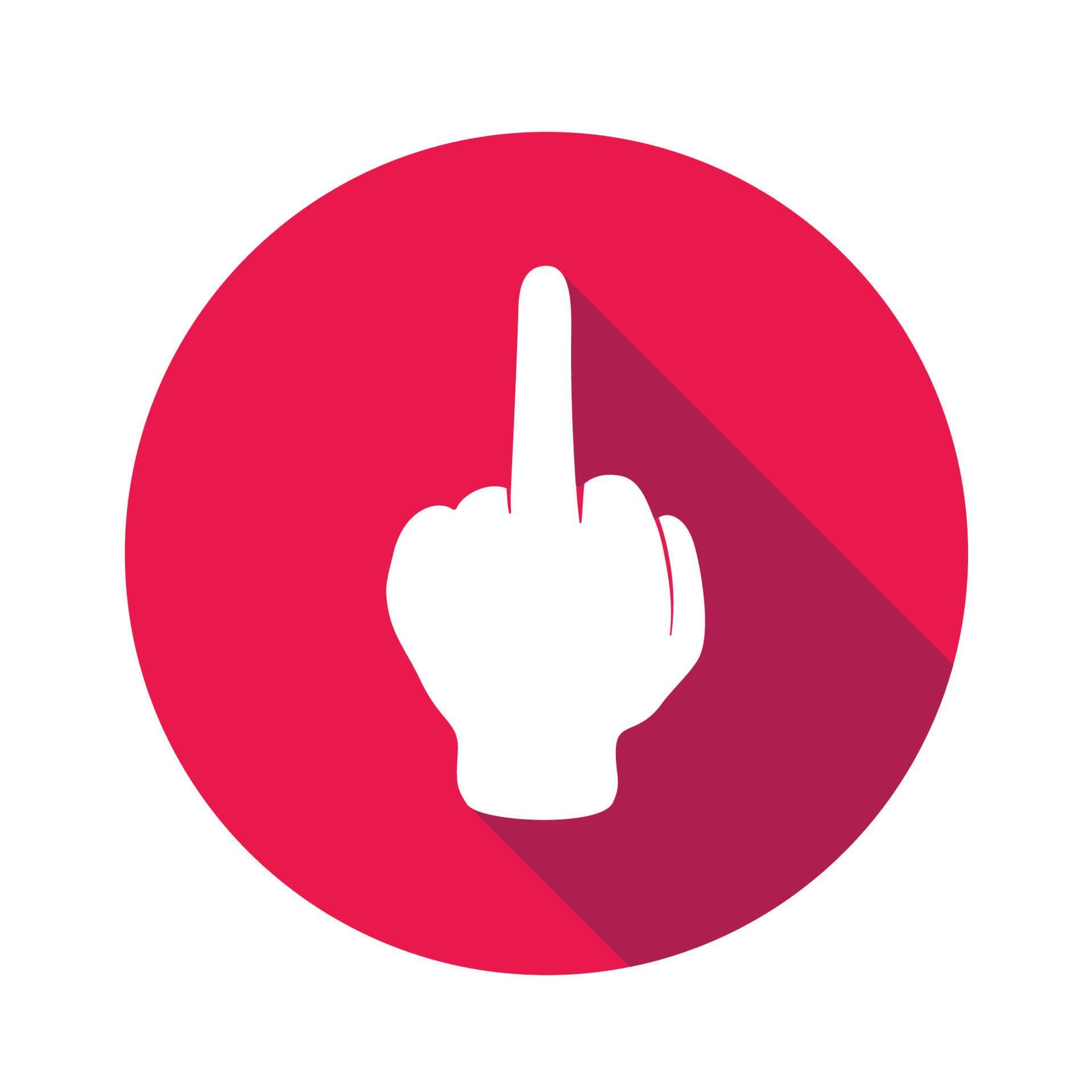 Vector flat icon Middle finger. Sign with hand. Communication symbol
