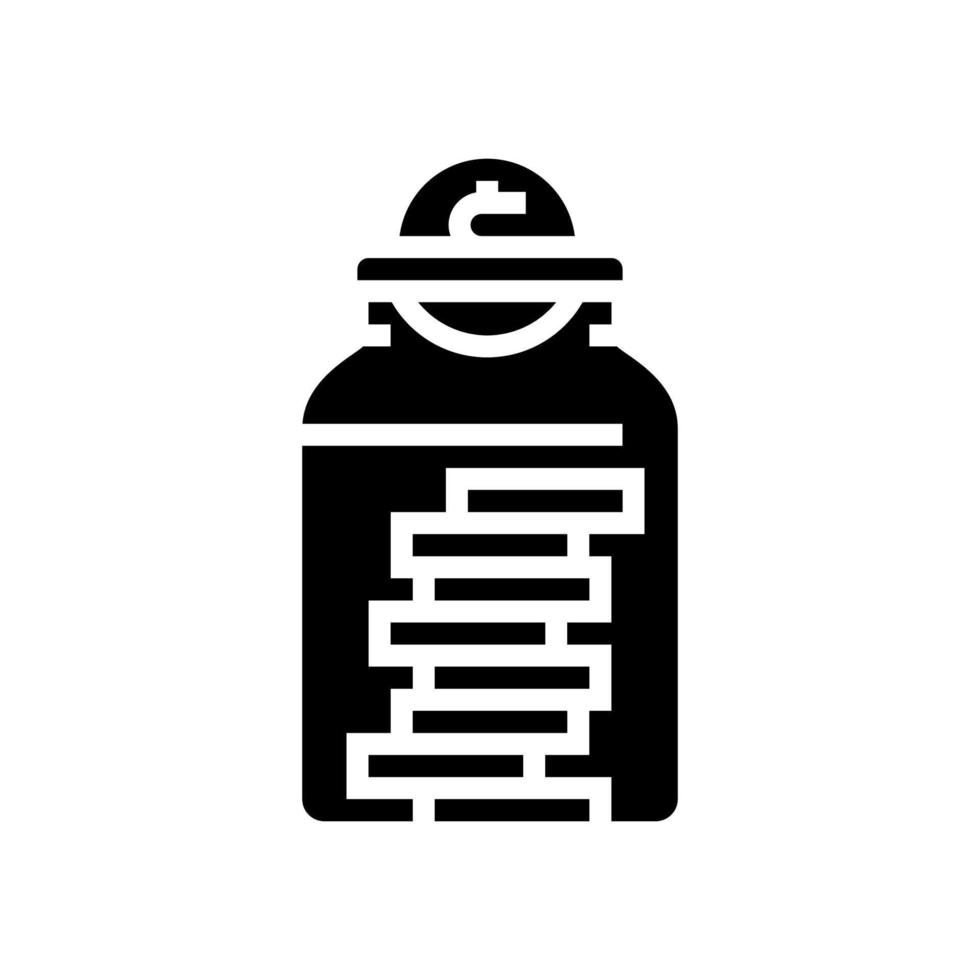 coin collect in bottle glyph icon vector illustration