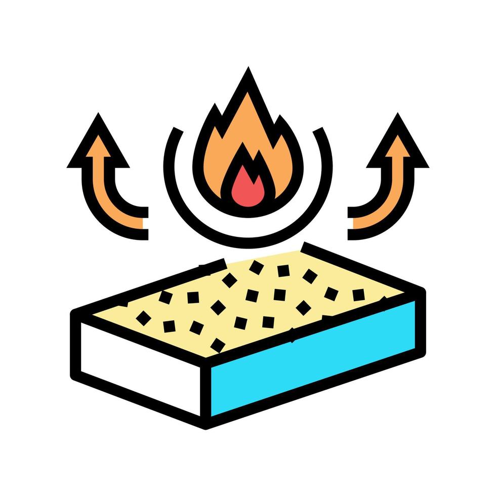 fire resistance mineral wool color icon vector illustration