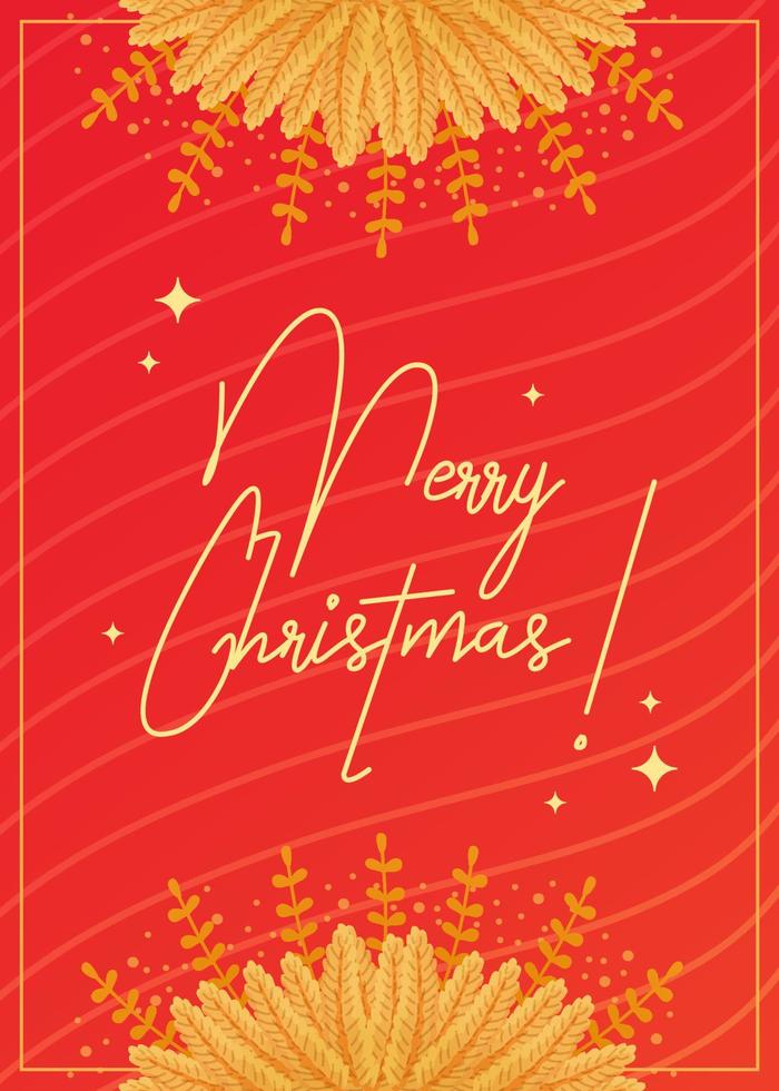 Red with gold Merry Christmas greeting card in elegant luxury style illustration. vector