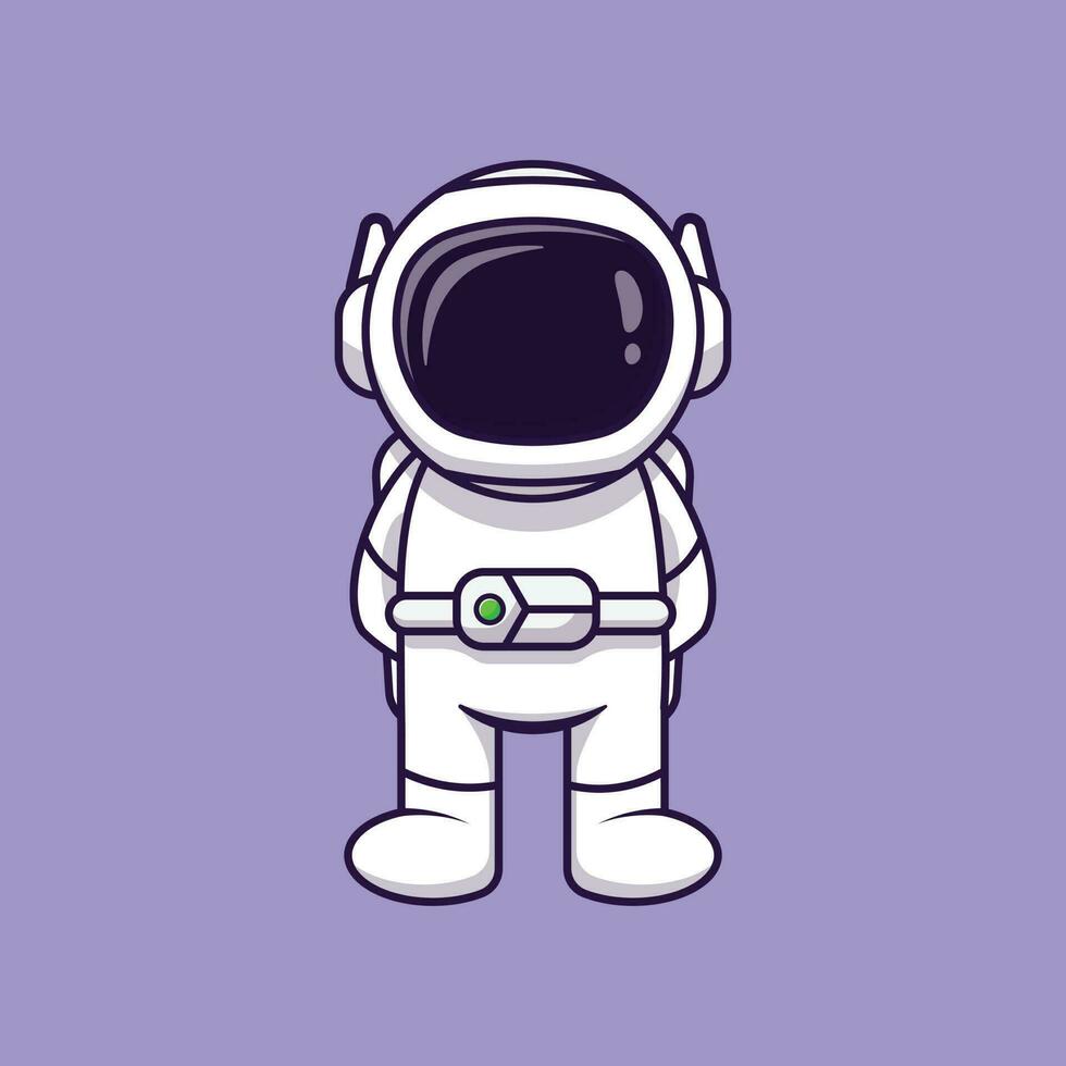 caricatura, vector, icono, astronauta, posición, manos, atrás. concepto profesional. diseño simple premium vector