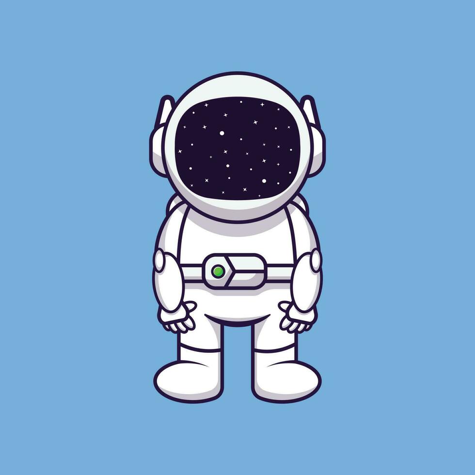 Astronaut with galaxy face vector icon cartoon. Professional concept. Premium simple design