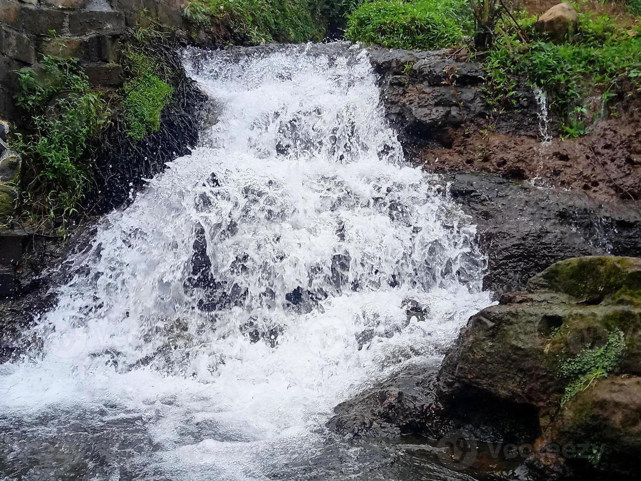 Foaming river in rock view beautiful nature photo