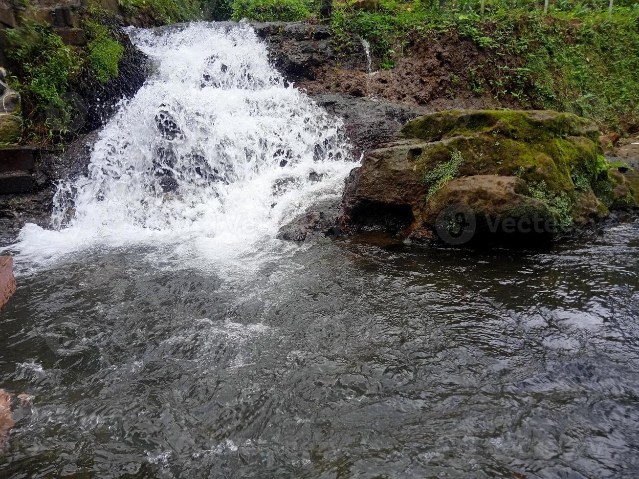 Foaming river in rock view beautiful nature photo