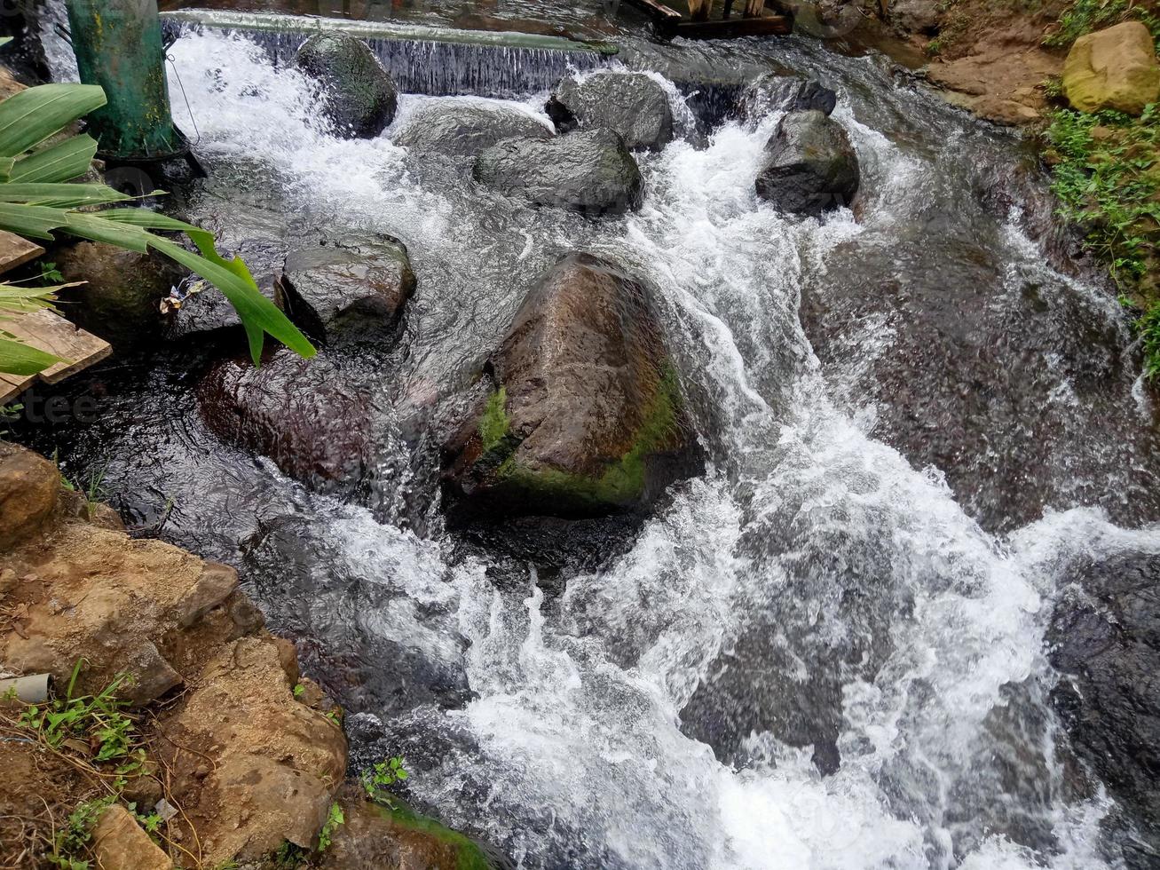 Foaming river in rock view beautiful nature photo