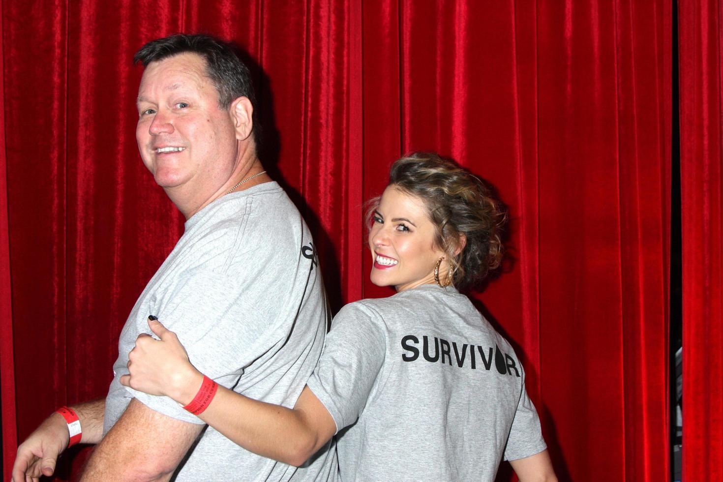 LOS ANGELES, OCT 6 -  Linsey Godfrey with another survivor walker at the Light The Night The Walk to benefit the Leukemia-Lymphoma Society at Sunset-Gower Studios on October 6, 2013 in Los Angeles, CA photo