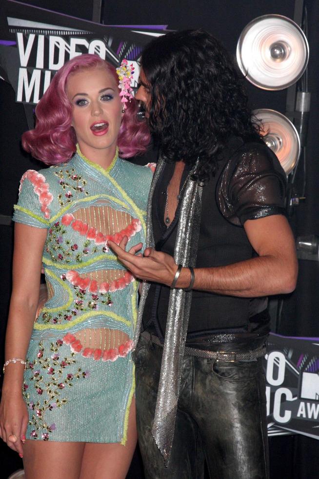 LOS ANGELES, AUG 28 - Katy Perry, Russell Brand arriving at the 2011 MTV Video Music Awards at the LA Live on August 28, 2011 in Los Angeles, CA photo