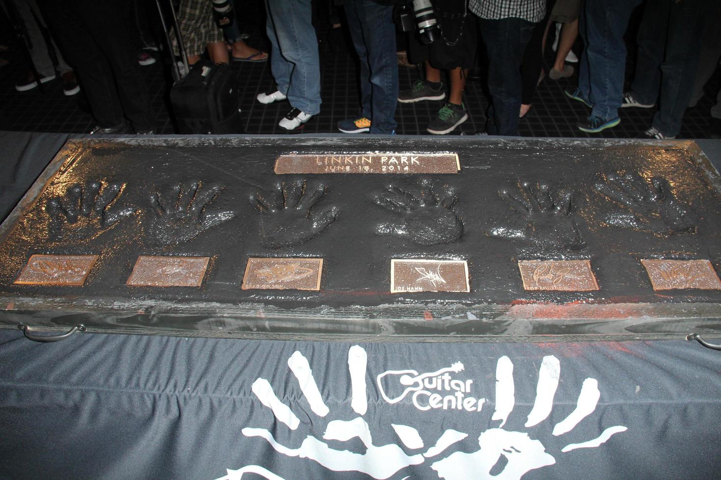 LOS ANGELES, JUN 18 -  Linkin Park handprints at the Linkin Park Rockwalk Inducting Ceremony at the Guitar Center on June 18, 2014 in Los Angeles, CA photo
