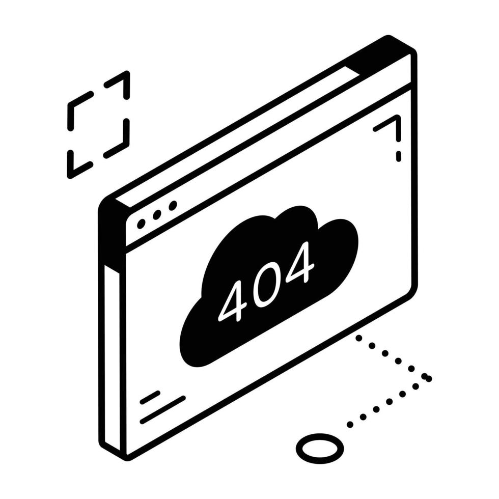 una descarga de icono isométrico de error 404 vector