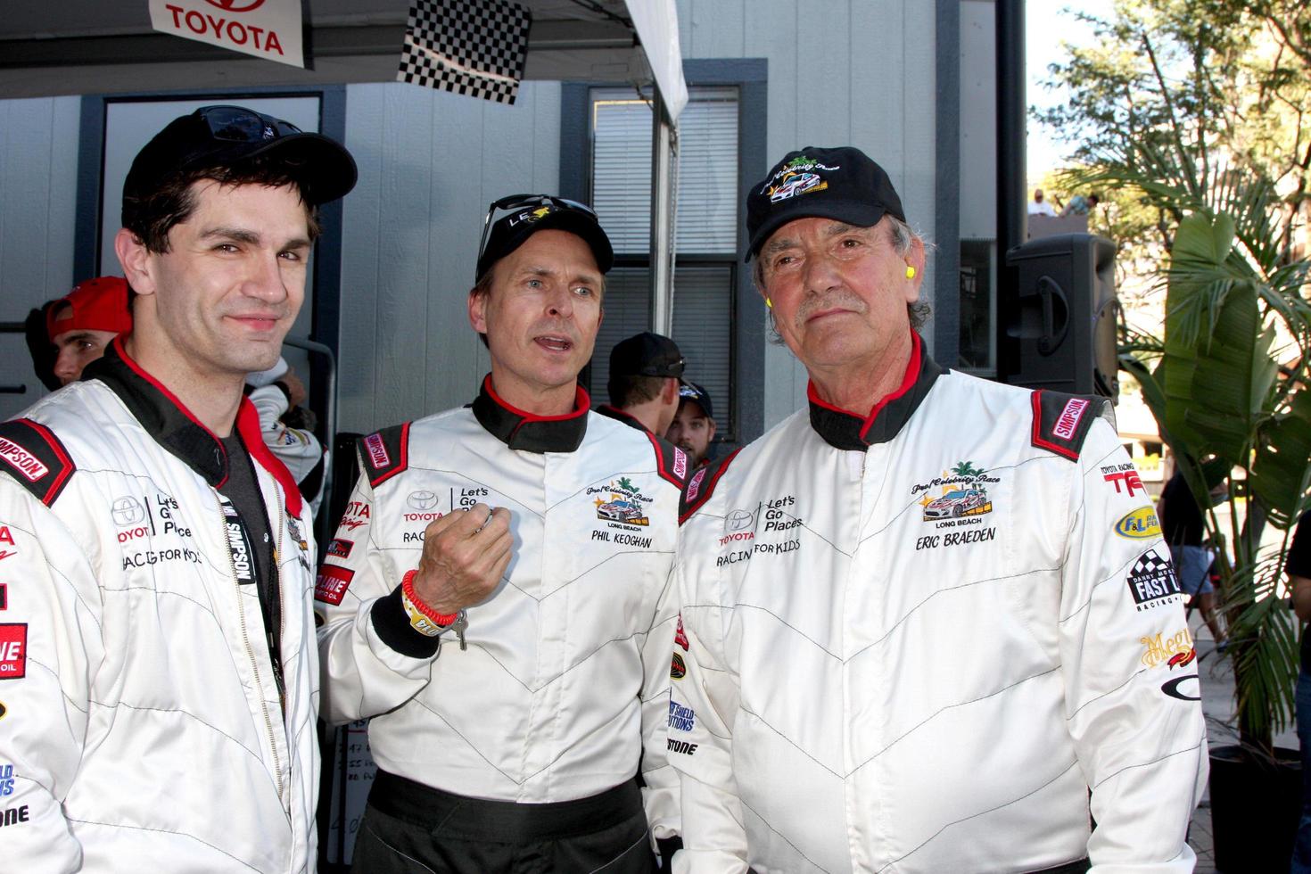 LOS ANGELES, APR 11 - Sam Witwer, Phil Keoghan, Eric Braeden at the 2014 Pro Celeb Race Qualifying Day at Long Beach Grand Prix on April 11, 2014 in Long Beach, CA photo