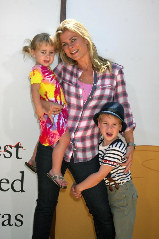 LOS ANGELES, JUL 10 - Megan Sanov, Alison Sweeney, Ben Sanov arriving at the Winnie, the Pooh Premiere at Walt Disney Studios on July 10, 2011 in Burbank, CA photo