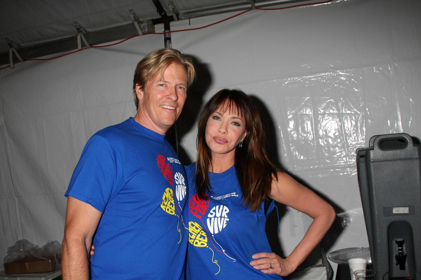 LOS ANGELES, OCT 1 -  Jack Wagner, Hunter Tylo arriving at the Light The Night Hollywood Walk 2011 at the Sunset Gower Studios on October 1, 2011 in Los Angeles, CA photo