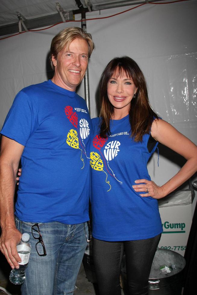 LOS ANGELES, OCT 1 -  Jack Wagner, Hunter Tylo arriving at the Light The Night Hollywood Walk 2011 at the Sunset Gower Studios on October 1, 2011 in Los Angeles, CA photo