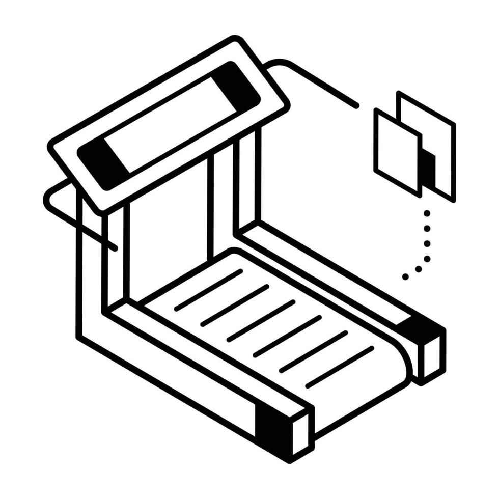 un icono isométrico de la línea de la máquina del brazo del gimnasio vector