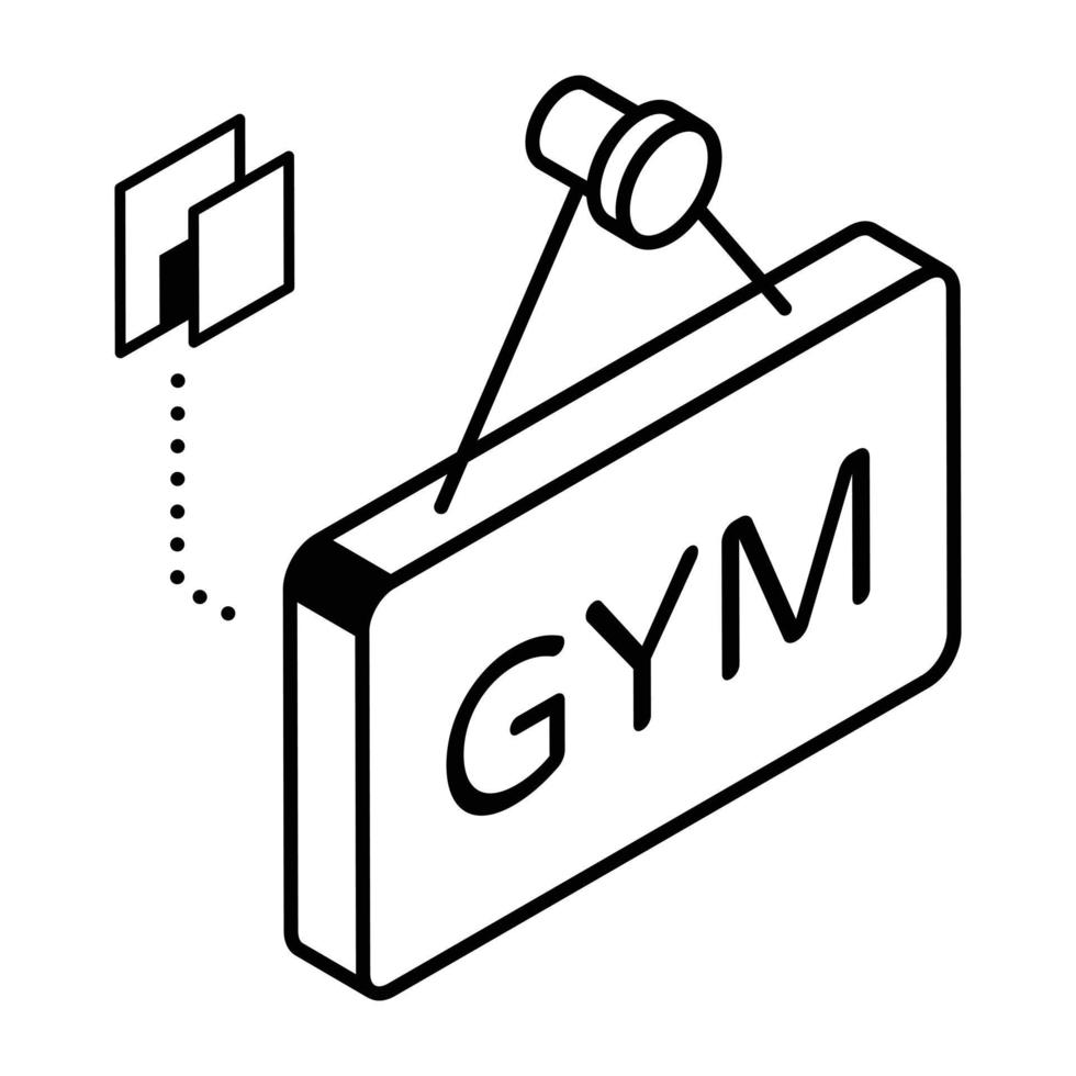 Linear isometric icon of gym board vector