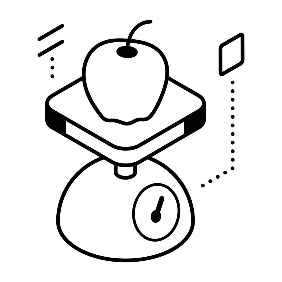 A device used to measure mass or weight, icon of weight scale vector