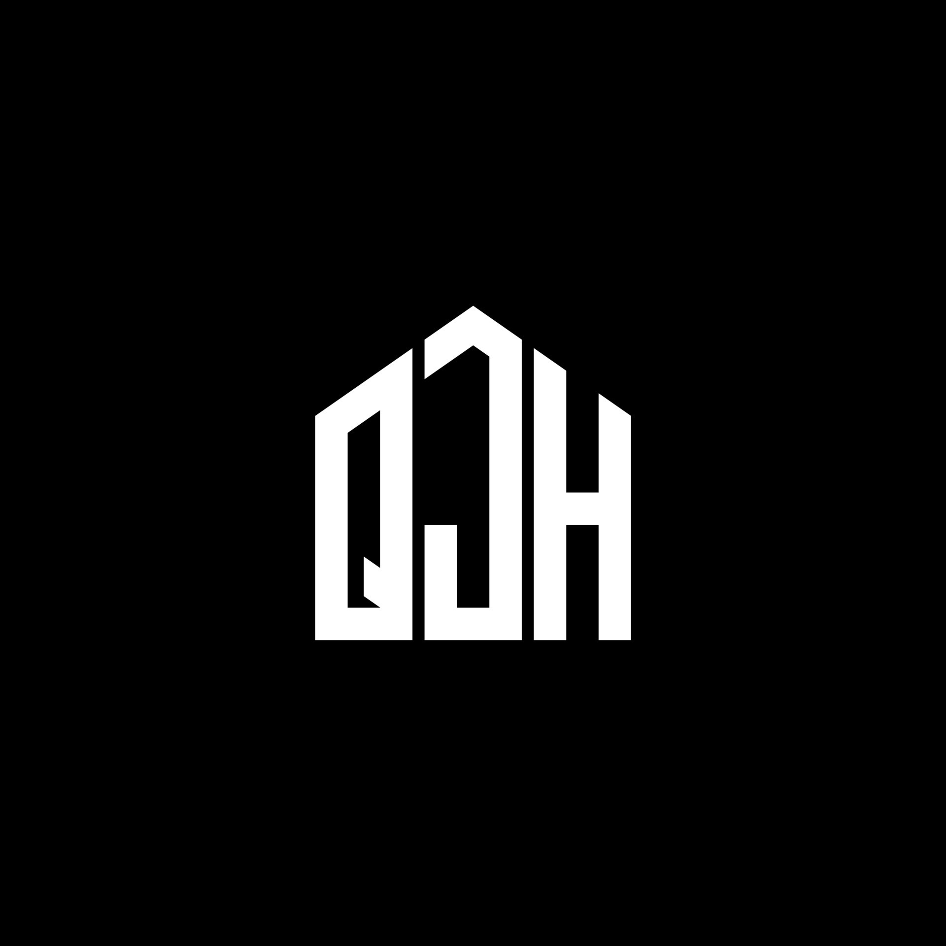 QJH letter logo design on BLACK background. QJH creative initials ...