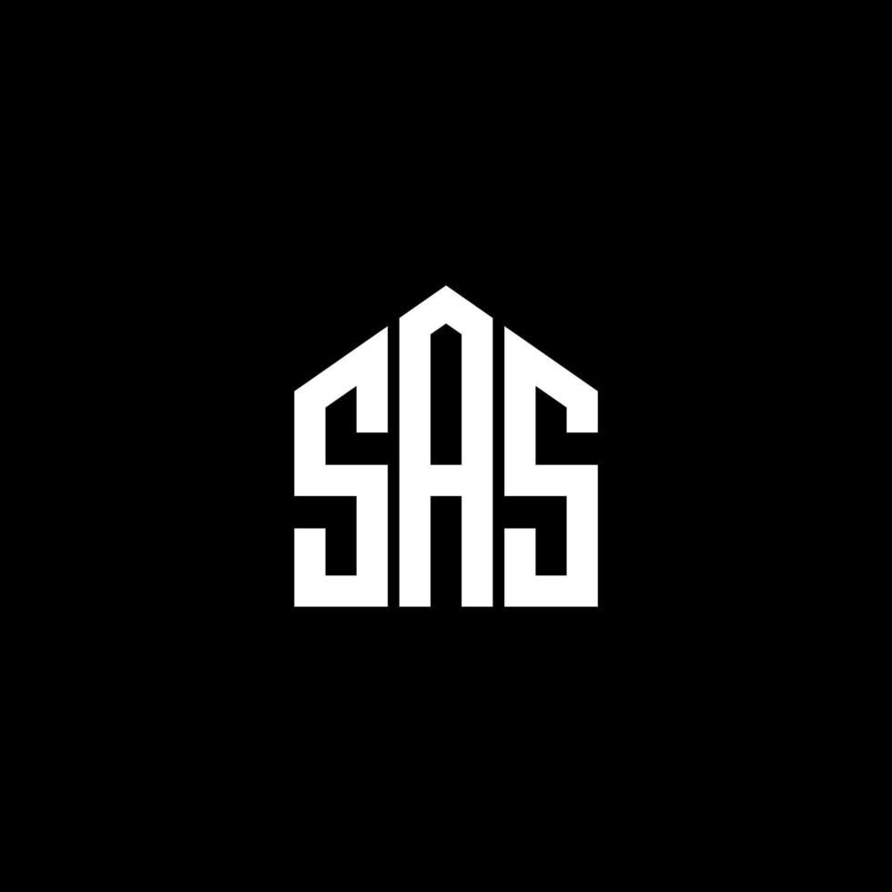 diseño de letras sas. diseño de logotipo de letras sas sobre fondo negro. concepto de logotipo de letra de iniciales creativas sas. diseño de letras sas. diseño de logotipo de letras sas sobre fondo negro. s vector