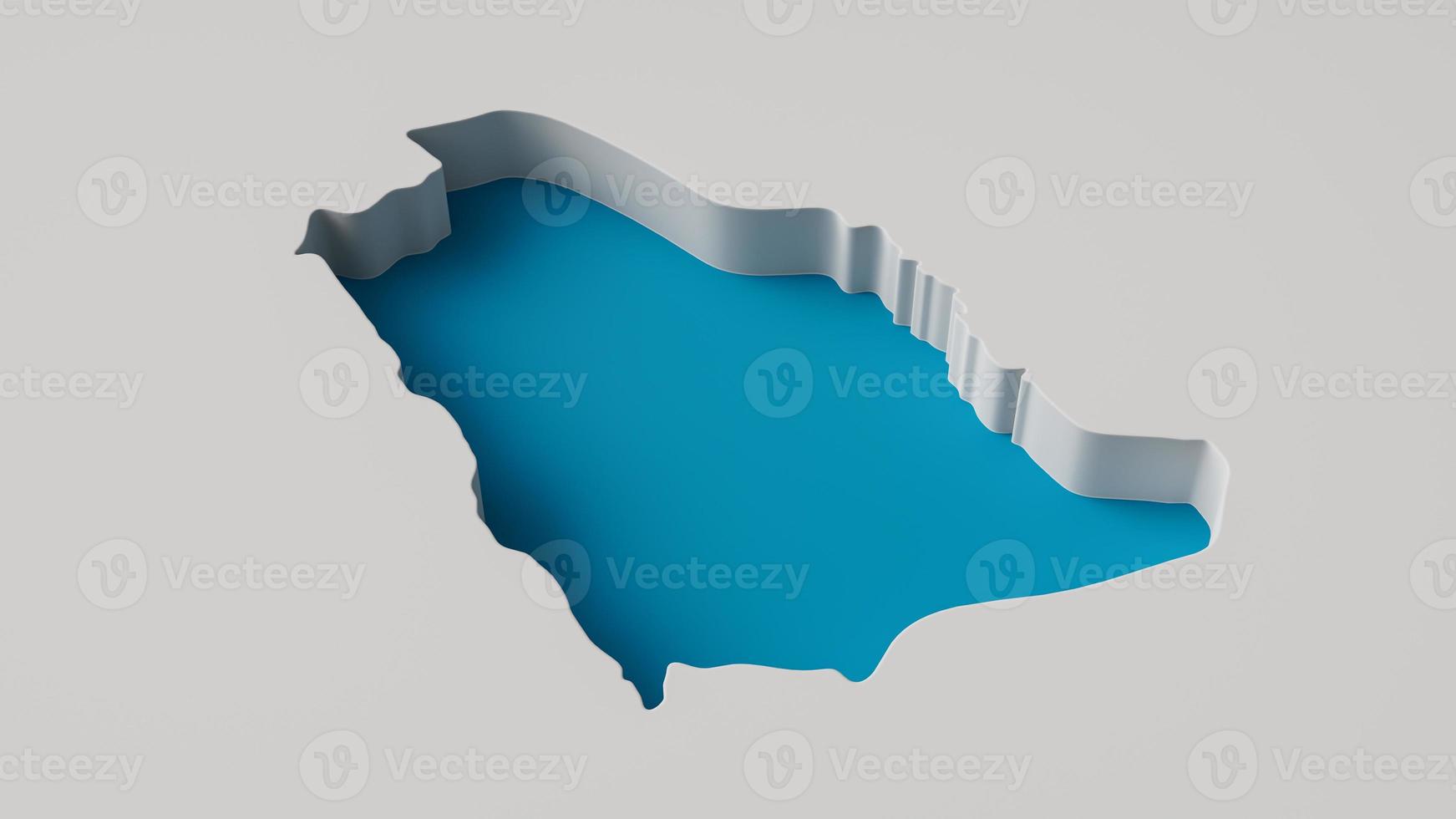 mapa de arabia saudita mapa de extrusión interior 3d profundidad del mar con sombra interior. foto