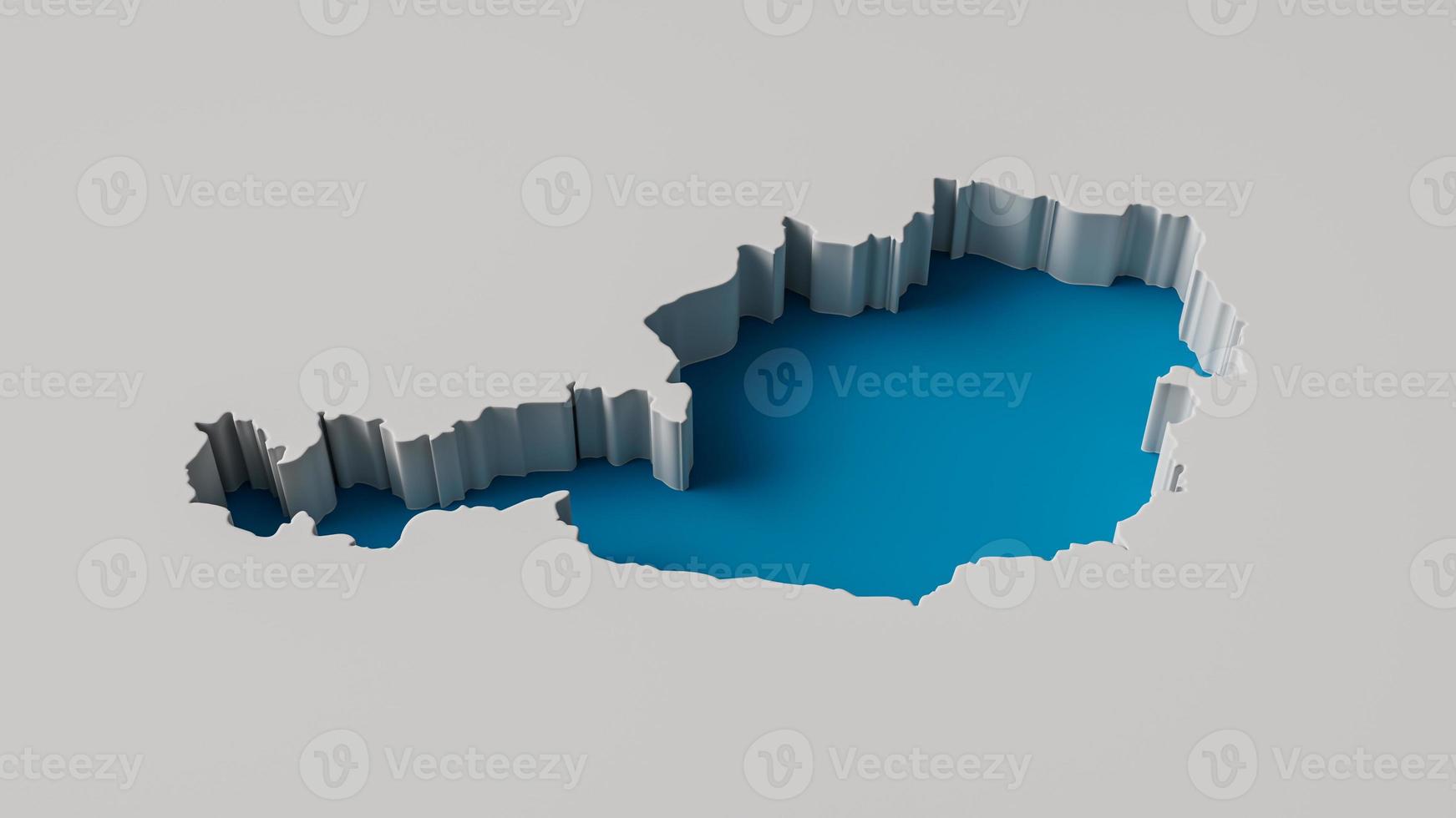 Austria Map 3d inner extrude map Sea Depth with inner shadow. photo