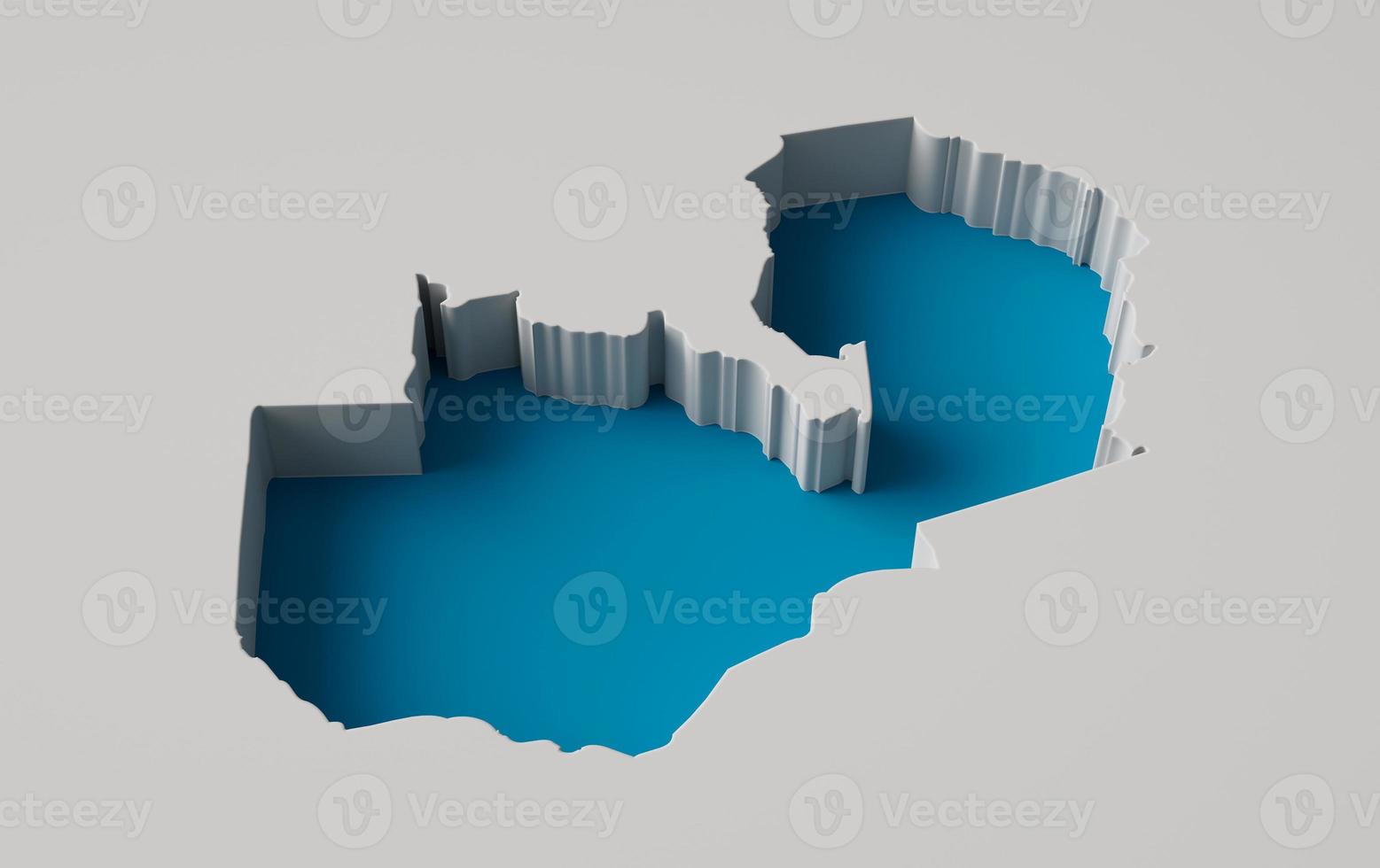 3d illustration of Zambia map inner extrude with shadow. photo