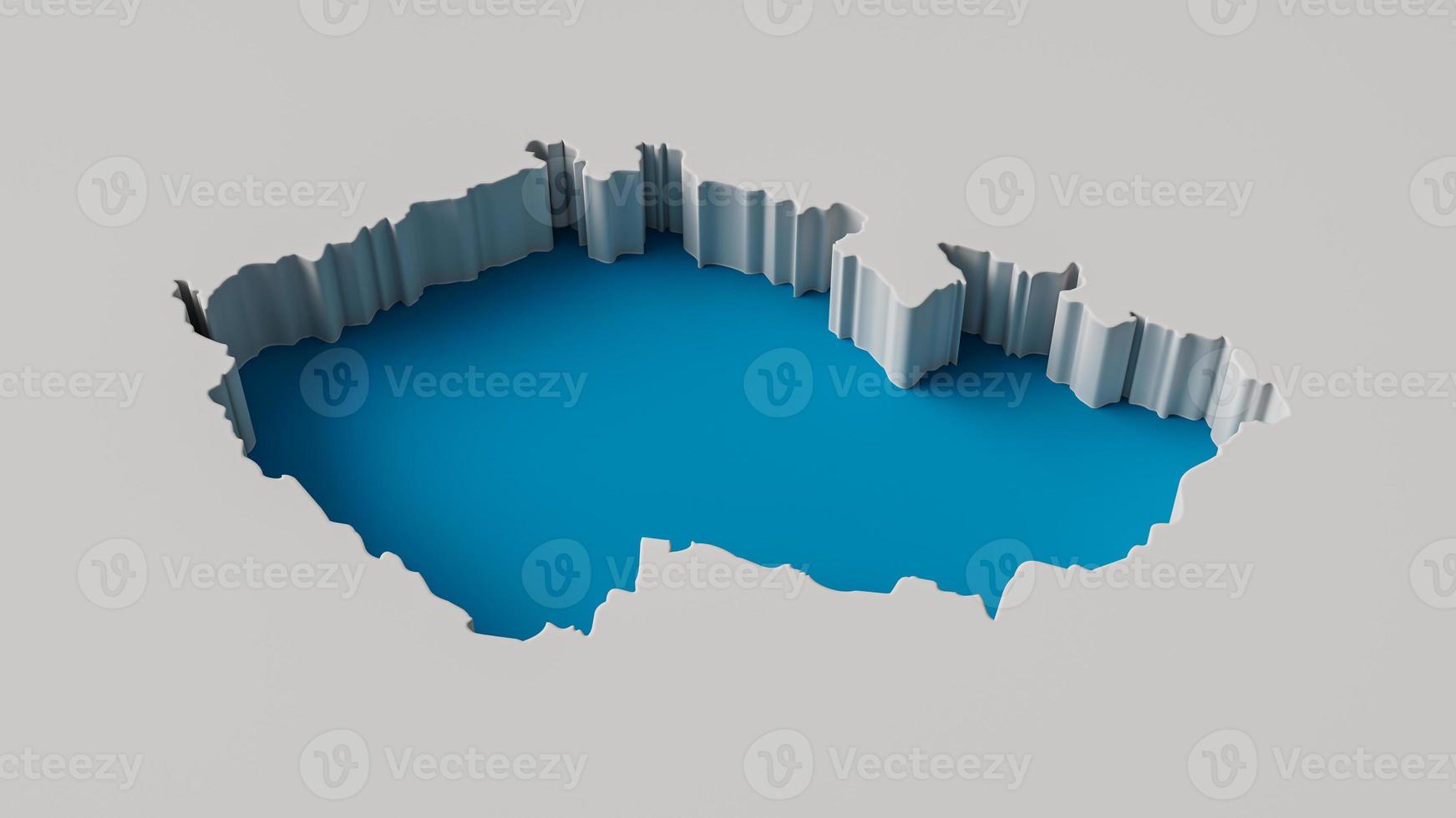 Czech Republic 3d inner extrude map Sea Depth with inner shadow. photo