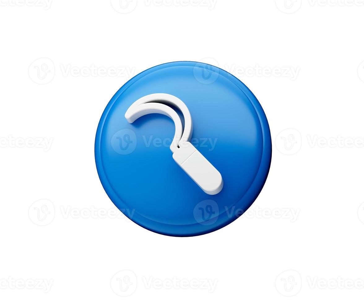 3d illustration of glossy Hand sickle icon isolated on white background photo