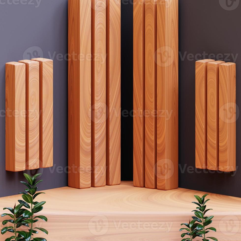 Simple wood themed background for food presentation and more, 3d render photo