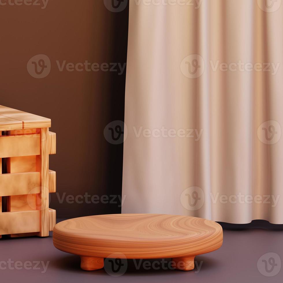 Simple wood themed background for food presentation and more, 3d render photo