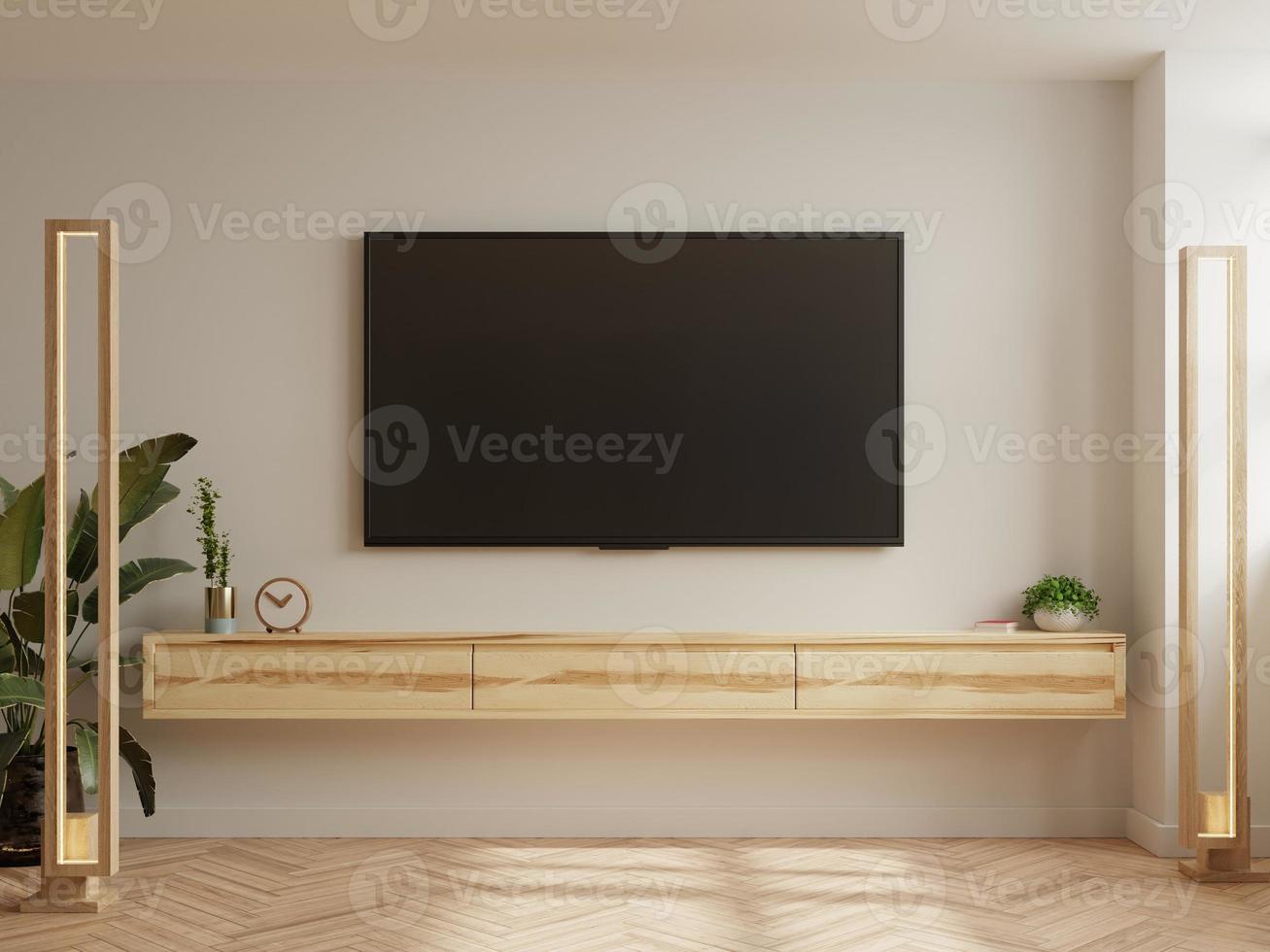 TV room and modern living room on white wall background. 9837033 Stock