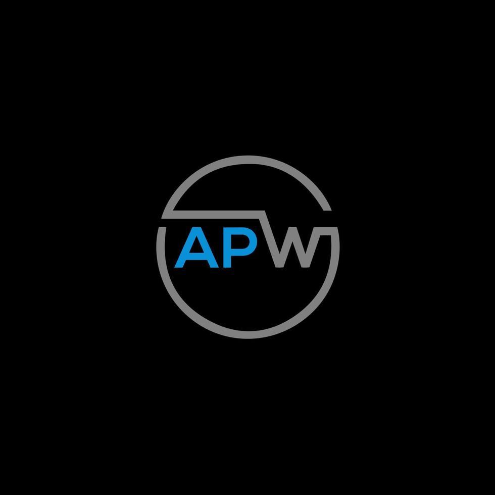 diseño de logotipo de letra apw sobre fondo negro. concepto de logotipo de letra de iniciales creativas apw. diseño de letras apw. vector