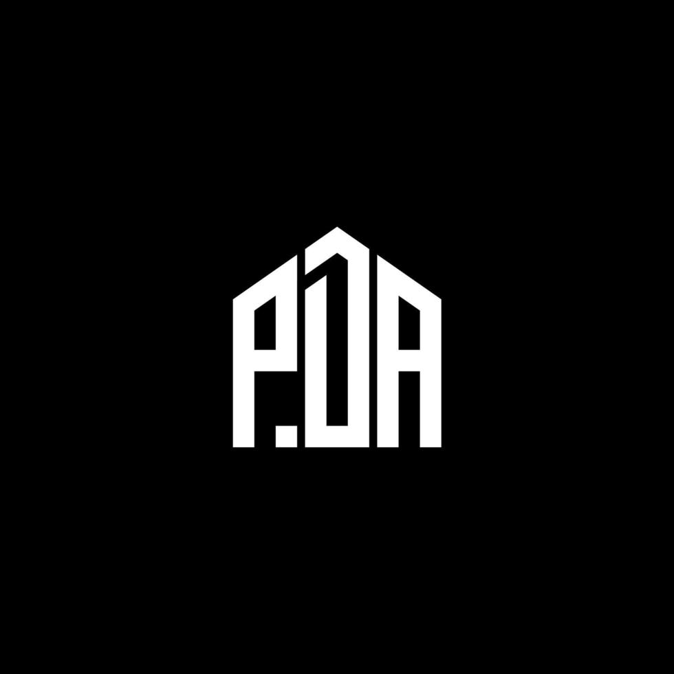 PDA letter design.PDA letter logo design on BLACK background. PDA creative initials letter logo concept. PDA letter design.PDA letter logo design on BLACK background. P vector