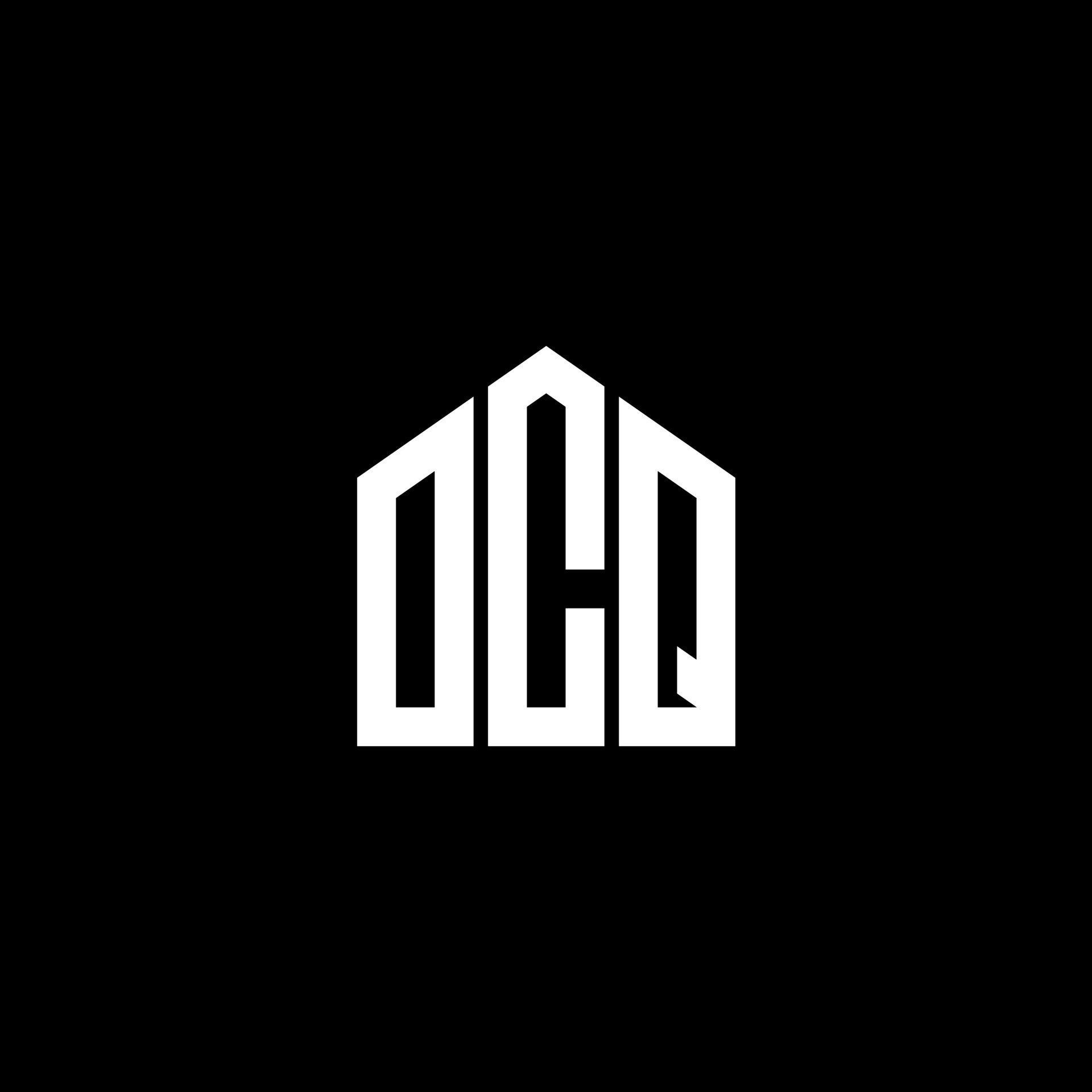 OCQ letter logo design on BLACK background. OCQ creative initials